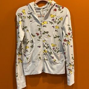 Rare Lululemon Athletica ladies size 6 hoodie, white with floral details.